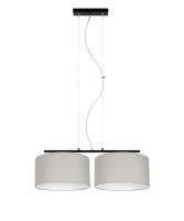 Suspension métal tissu E27 noir gris...