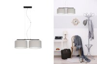 Suspension métal tissu E27 noir gris...