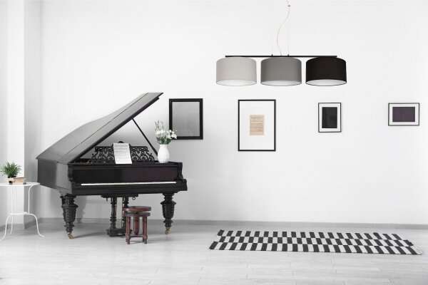 Lampe à suspendre métal tissu E27 100 cm gris graphite noir