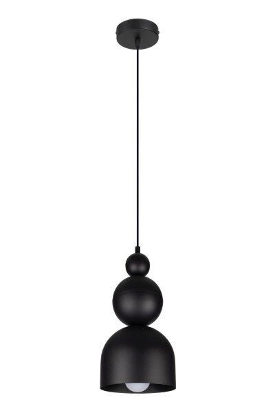 Lampe à suspendre noire métal Loft Design E27 L:17 cm ronde