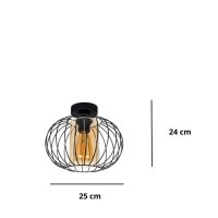 Lampe de plafonnier E27 Ø25 cm noir miel...