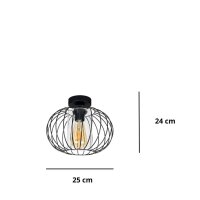 Lampe de plafonnier métal E27 ronde Ø25 cm...
