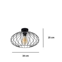 Deckenlampe Metall E27 rund Ø34 cm Schwarz Retro...