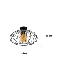 Lampe de plafonnier E27 Ø34 cm noir miel...