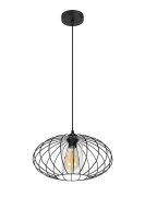 Suspension ronde noire m&eacute;tal &Oslash;34 cm E27 Retro
