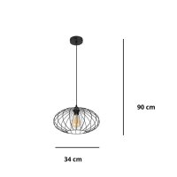 Runde Pendelleuchte Schwarz Metall Ø34 cm E27 Retro