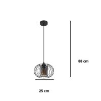 Hängelampe Metall E27 Ø25 cm Schwarz blendarm...