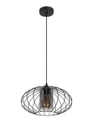 Lampe &agrave; suspendre ronde noire m&eacute;tal...