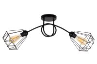 Schwarze Deckenlampe Retro Metall E27 L:90 cm 2-flammig