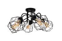 Lampe de plafonnier noir rétro métal E27...
