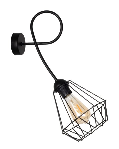 Wandlampe Schwarz Metall H:50 cm E27 bis 60 W Retro