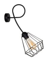 Wandlampe Schwarz Metall H:50 cm E27 bis 60 W Retro