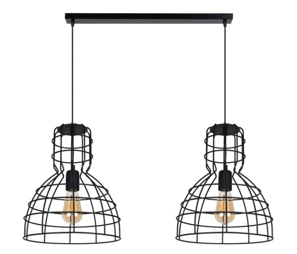 Lampe à suspendre noire fil métal 85 cm 2-flmg E27 Loft