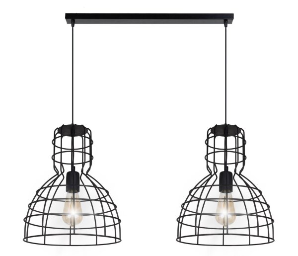 Lampe à suspendre noire fil métal 85 cm 2-flmg E27 Loft