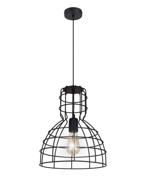 Schwarze Hängelampe Drahtschirm Metall Ø30 cm E27 Loft