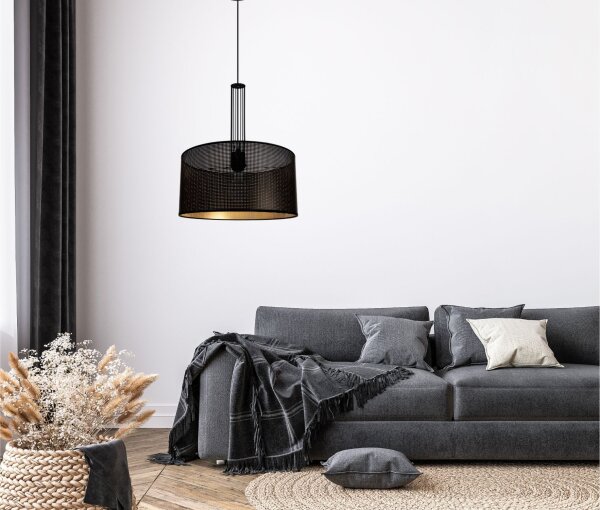 Dekorative Hängelampe Metall B:40 cm E27 Schwarz Gold