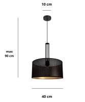 Dekorative Hängelampe Metall B:40 cm E27 Schwarz Gold