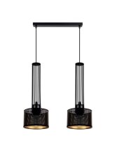 Lange H&auml;ngelampe Metall 70 cm 2-flmg E27 Schwarz Gold