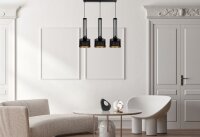 Lange Pendelleuchte Metall 70 cm 3-flmg Schwarz Gold