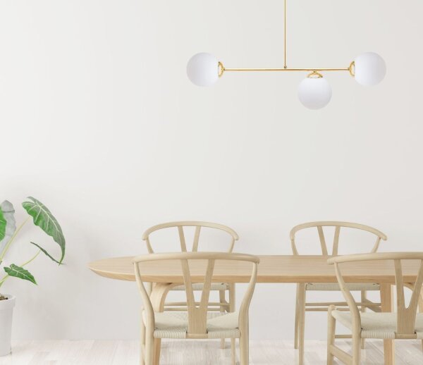 Goldene Deckenlampe Glaskugeln blendarm E27 Metall