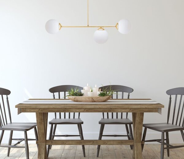 Goldene Deckenlampe Glaskugeln blendarm E27 Metall