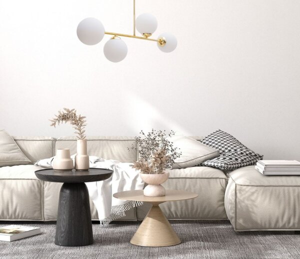 Lampe de plafonnier doré Boules de verre à faible éblouissement 4-flmg métal