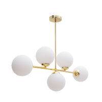 Plafonnier doré Boules de verre à faible...