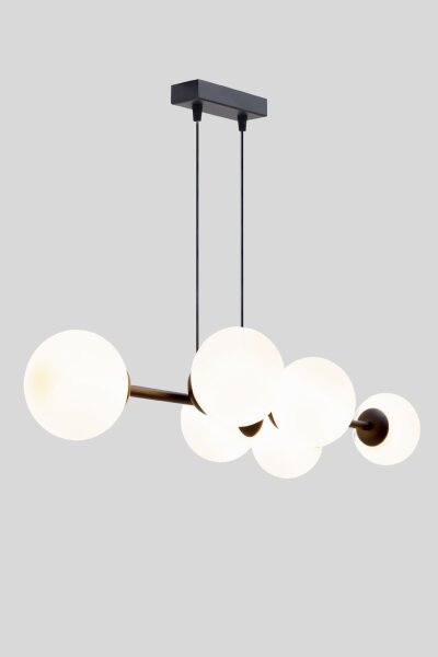 Lampe à suspendre anti-éblouissement verre métal 100 cm long E27 noir