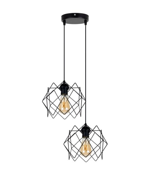 Loft Hängeleuchte Schwarz Metall B:20 cm E27 dekorativ