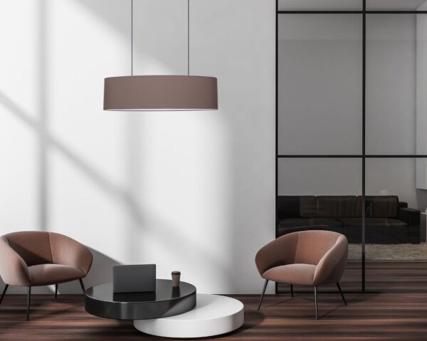 Gemütliche Hängelampe Stoff Braun 2-flammig E27 70 cm