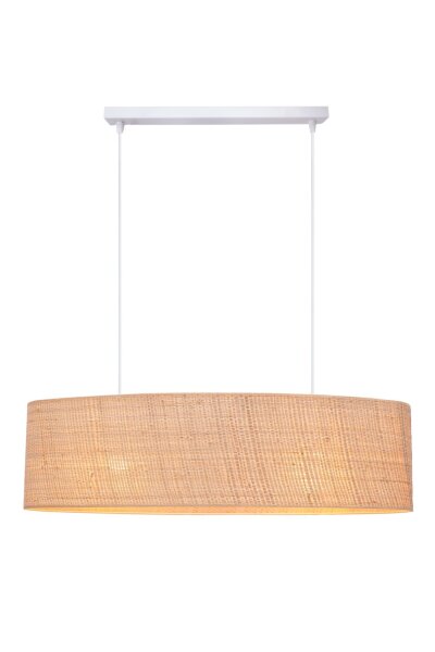 Gemütliche Hängelampe Stoff Natur 2-flammig E27 70 cm