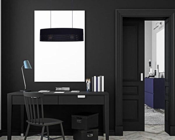 Gemütliche Hängelampe Stoff Schwarz 2-flammig E27 70 cm
