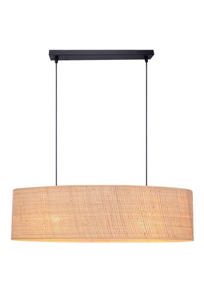 Confortable lampe à suspendre Tissu Noir Naturel 2 flammes E27