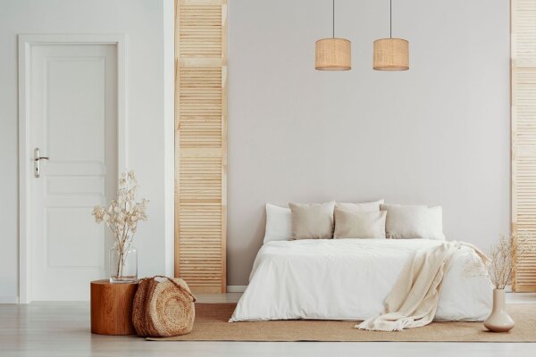 Blendarme Pendelleuchte Stoff Braun E27 50 cm länglich