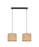 Blendarme Pendelleuchte Stoff Braun E27 50 cm l&auml;nglich