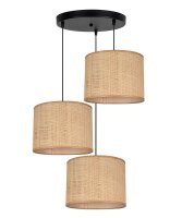 Lampe à suspendre confortable en rotin brun E27...