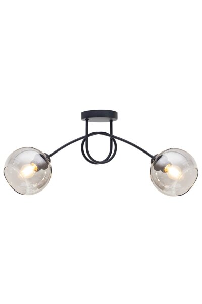 Schwarze Deckenleuchte Rauchglas Metall E27 L:70 cm