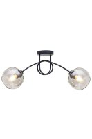 Plafonnier noir verre fumé métal E27 L:70 cm