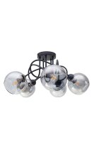 Lampe de plafonnier noire verre fum&eacute; m&eacute;tal...