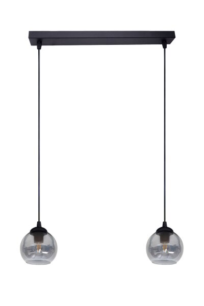 Lampe à suspendre anti-éblouissement métal verre fumé E27 L:42 cm 2-flmg