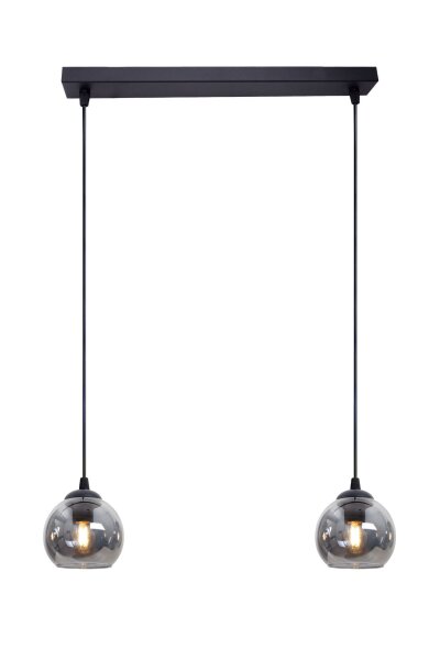 Lampe à suspendre anti-éblouissement métal verre fumé E27 L:42 cm 2-flmg