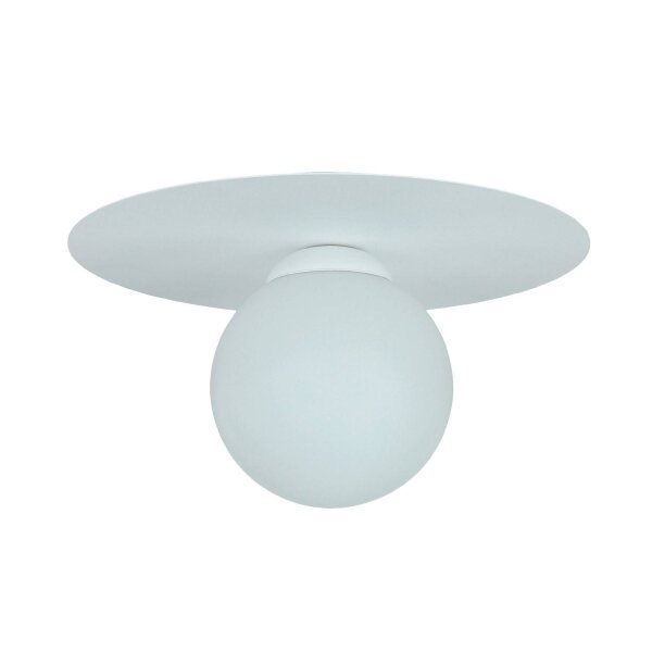 Lampe de plafonnier blanche verre métal E27 ronde Ø20 cm faible éblouissement