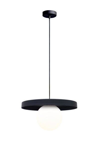 Gemütliche Hängelampe Glas Metall Schwarz E27 Ø30 cm