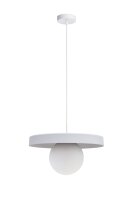 Accueillante lampe suspendue verre métal blanc E27...