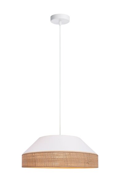Pauvre suspension tissu rotin E27 Ø45 cm confortable
