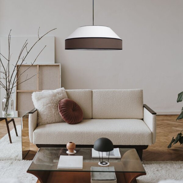 Blendarme Lampe à suspendre Tissu Noir Blanc E27 Ø45 cm