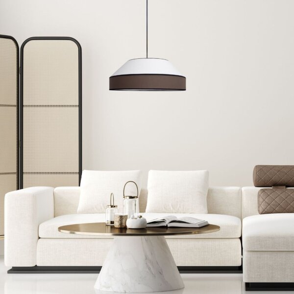 Blendarme Lampe à suspendre Tissu Noir Blanc E27 Ø45 cm