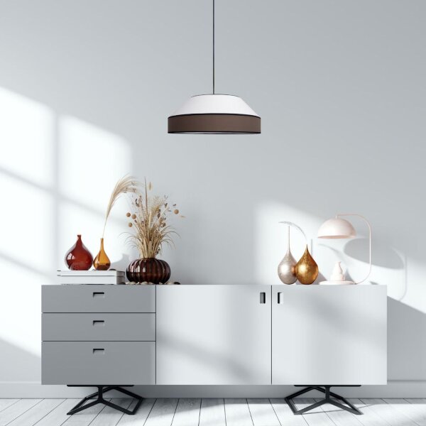 Blendarme Lampe à suspendre Tissu Noir Blanc E27 Ø45 cm