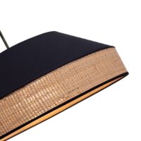 Runde Hängelampe Stoff Rattan Schwarz Natur E27...