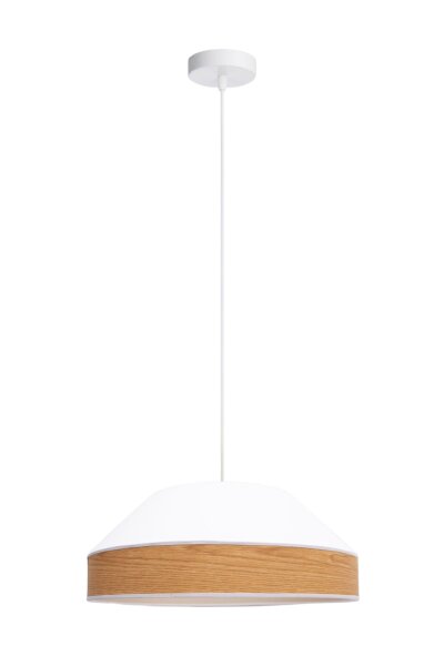 Pendelleuchte Stoff Schirm Weiß Natur E27 Ø45 cm rund